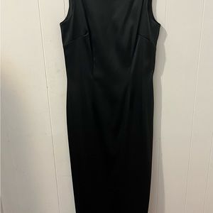 EUC Full length black satin sleeveless dress